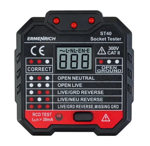 Fotografie Ermenrich Zing ST40 Steckdosentester,  2