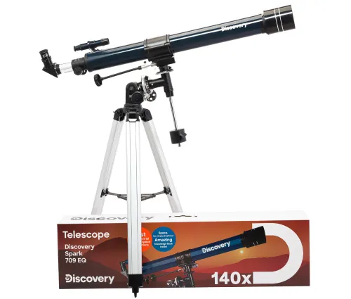 Fotografie Levenhuk Discovery Spark 709 EQ-Teleskop mit Buch,  2