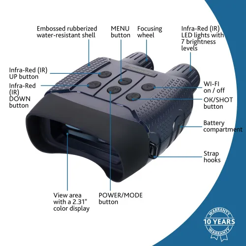 Fotografie Levenhuk Discovery Night BL20 Digitales Nachtsicht-Fernglas mit Stativ,  15